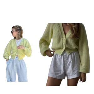 RUMORED Frenchie Limon Oversized  Mohair Wool Knit Cardigan Sweater SZ M